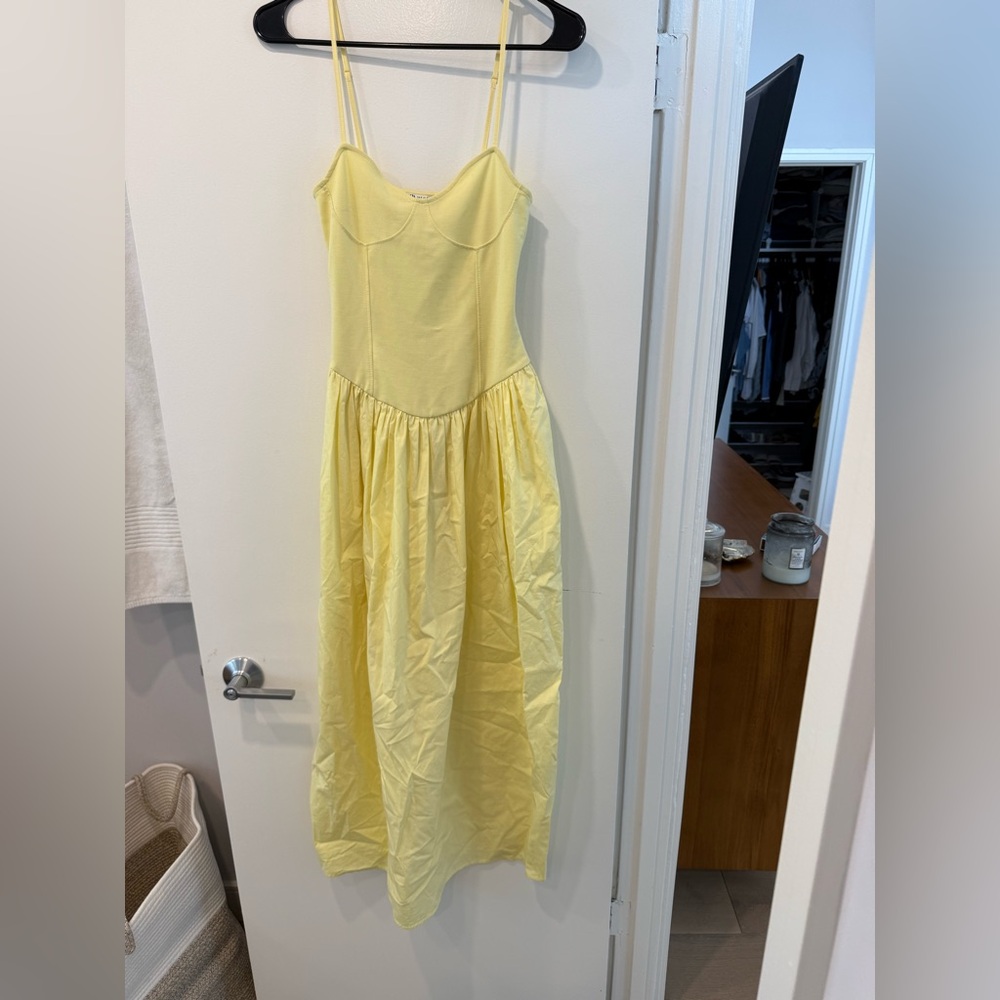 Zara Yellow Maxi Dress with Spaghetti Straps